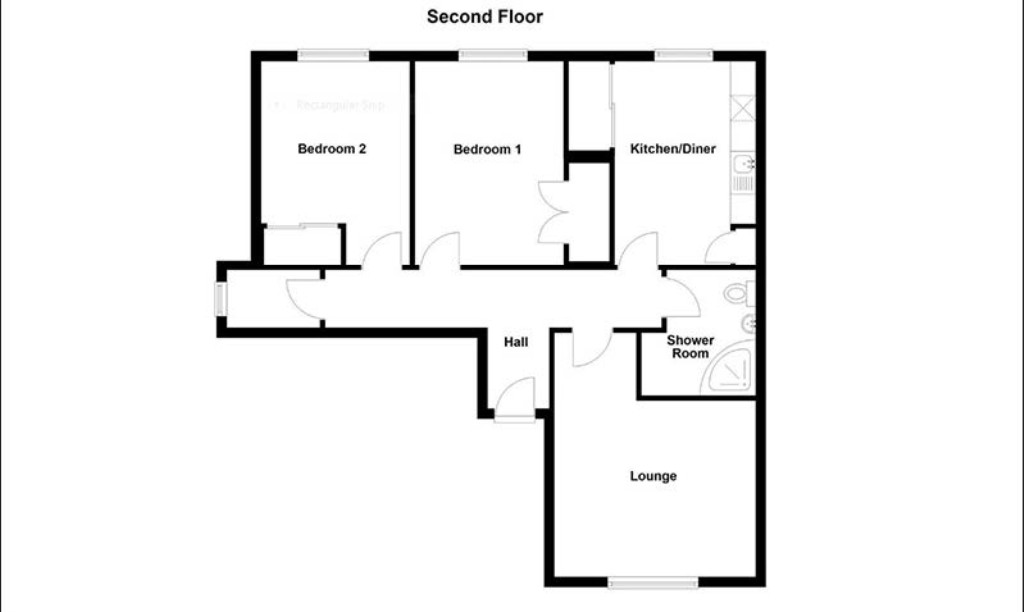 Lot: 174 - TWO-BEDROOM FLAT FOR OVER 55 YEAR OLDS - ALLOCATED PARKING SPACE - Floor Plan